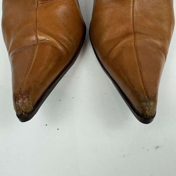 Sergio Rossi Tan Leather Ankle Boots Women Sz. 6 36 Buckle Detail Made in Italy - Picture 9 of 11